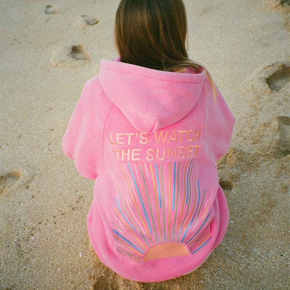 Dandy Worldwide Lets Watch the Sunset Oversized Lux Hoodie Vintage Washed Pink L - Picture 2 of 9